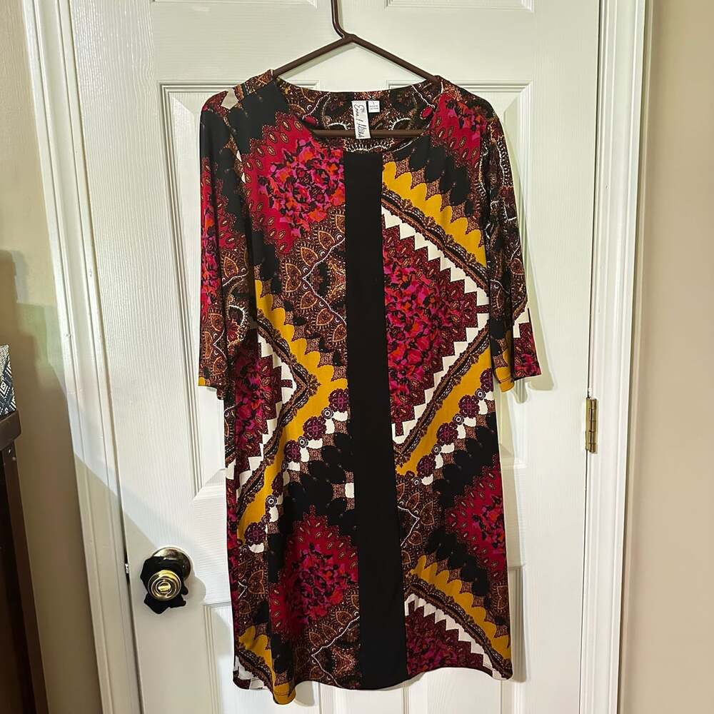 Emma & Michele Dress Size L Paisley Geometric Mixed Print